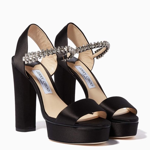 Jimmy Choo Shoes - EUC Jimmy Choo Santina Embellished Satin Platform Sandals 41 $1,150